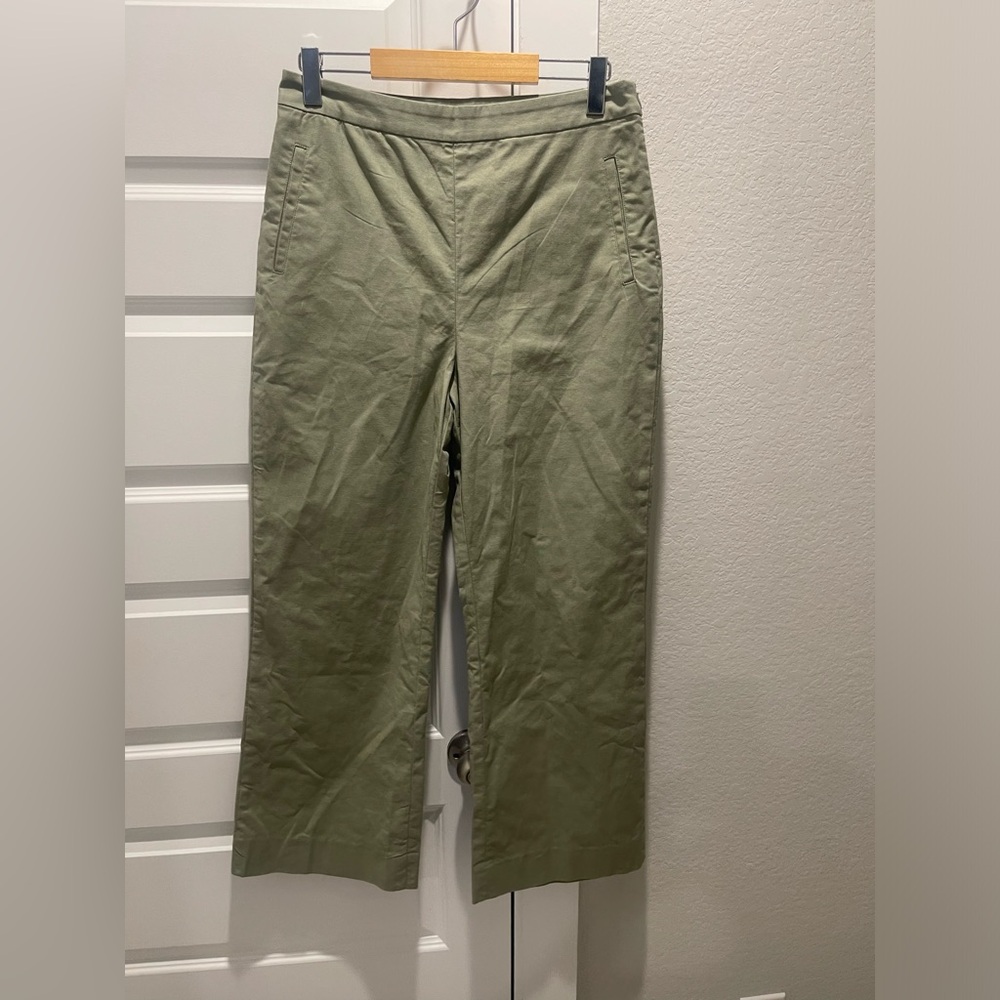 ANN MASHBURN cotton stretch pull on side zipper cropped pant US 10